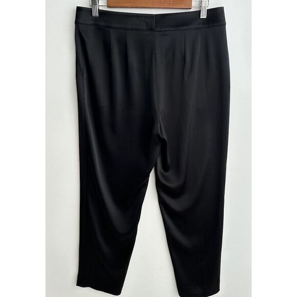 St. John Couture Size 8 Black Liquid Satin Career Party Ankle Leg Dress Up Pants - Picture 6 of 7